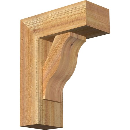 Ekena Millwork Funston Block Rough Sawn Bracket w/ Offset Brace, Western Red Cedar, 6"W x 14"D x 18"H BKT0604X14X18FST05RWR